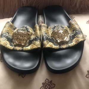 Versace Barocco Print Palazzo Slides